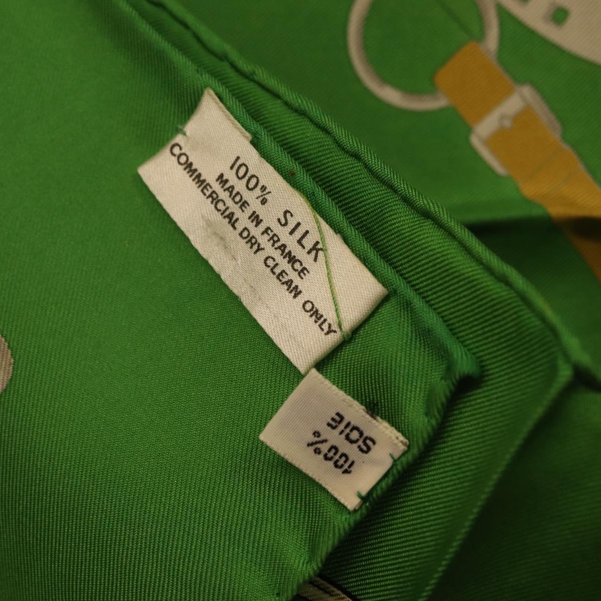 HERMES Carre90 Scarf ""MAN`EGE"" Silk Green Auth bs37309
