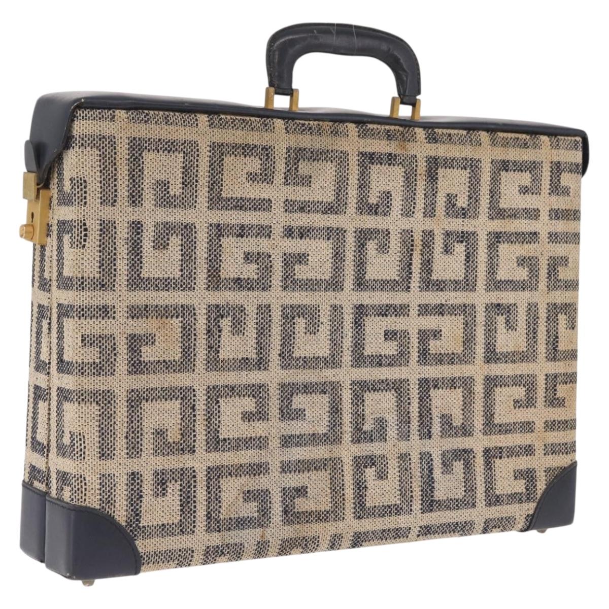 GIVENCHY Trunk Canvas Beige Gold Tone Auth bs37311