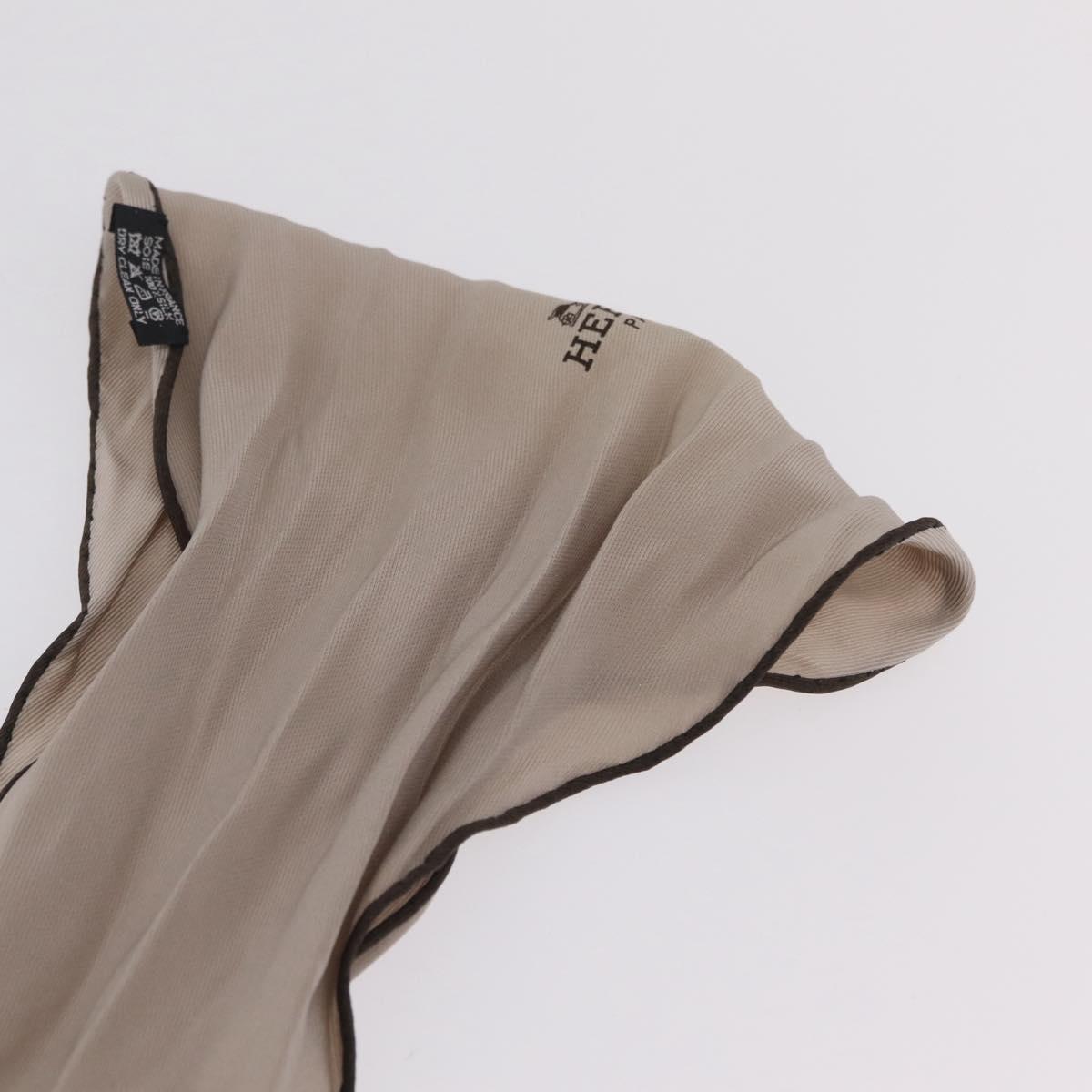 HERMES Twilly Scarf Silk Beige Auth bs37313