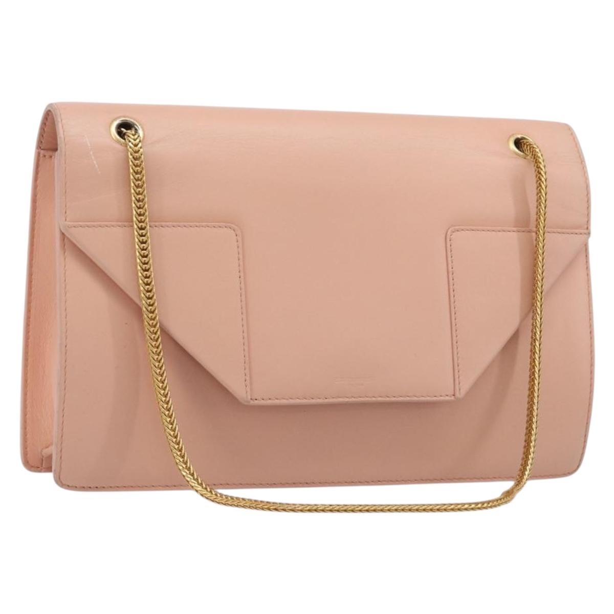 SAINT LAURENT Chain Shoulder Bag Leather Pink Gold 314515 Auth bs37326A