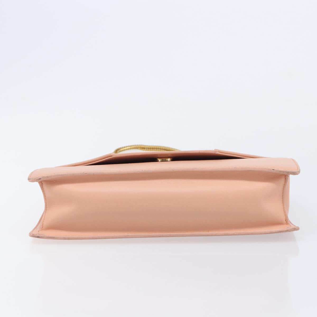 SAINT LAURENT Chain Shoulder Bag Leather Pink Gold 314515 Auth bs37326A