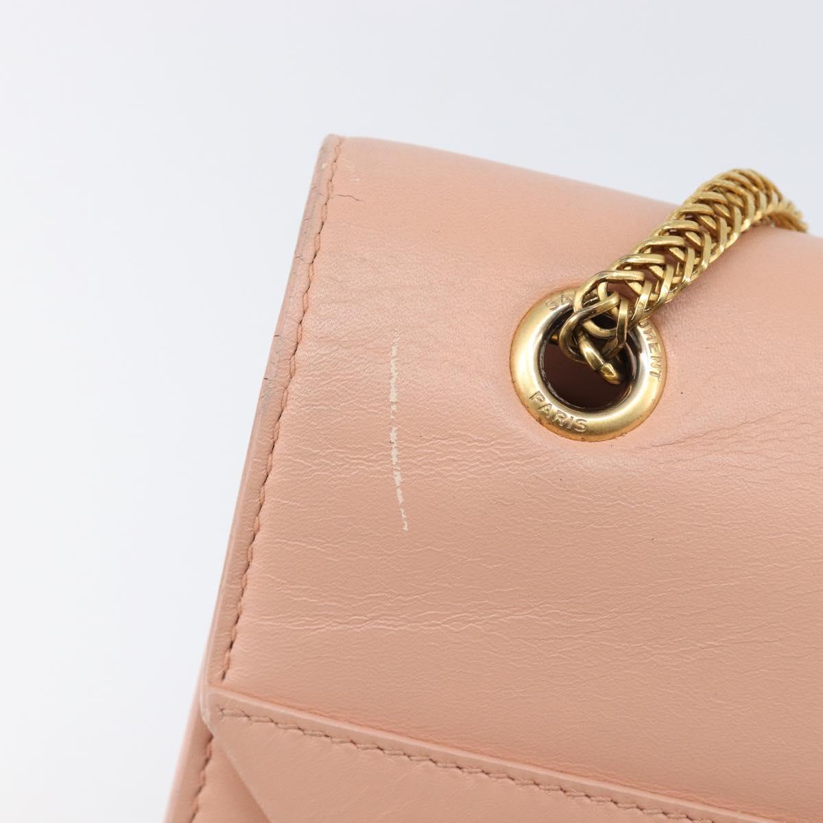 SAINT LAURENT Chain Shoulder Bag Leather Pink Gold 314515 Auth bs37326A