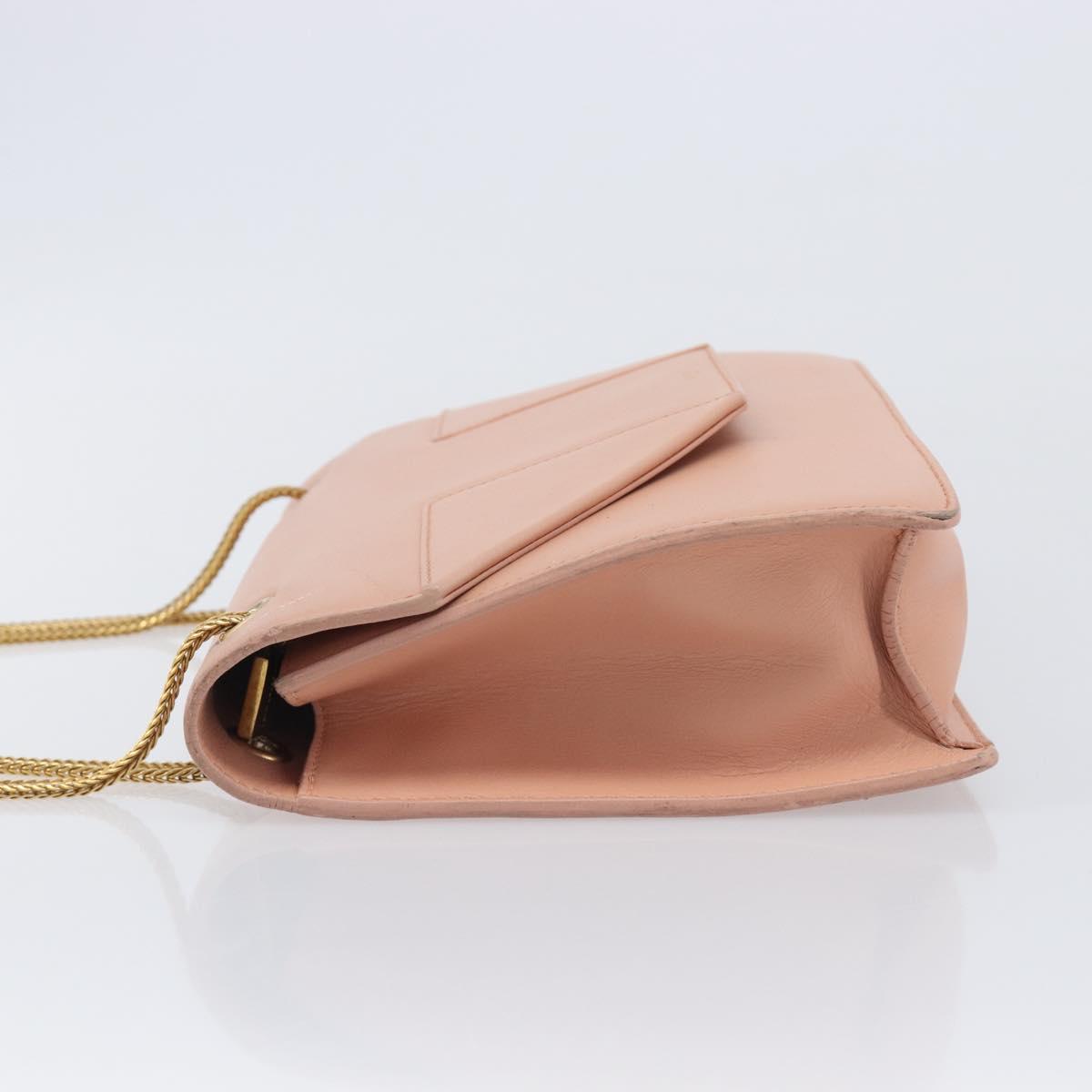 SAINT LAURENT Chain Shoulder Bag Leather Pink Gold 314515 Auth bs37326A
