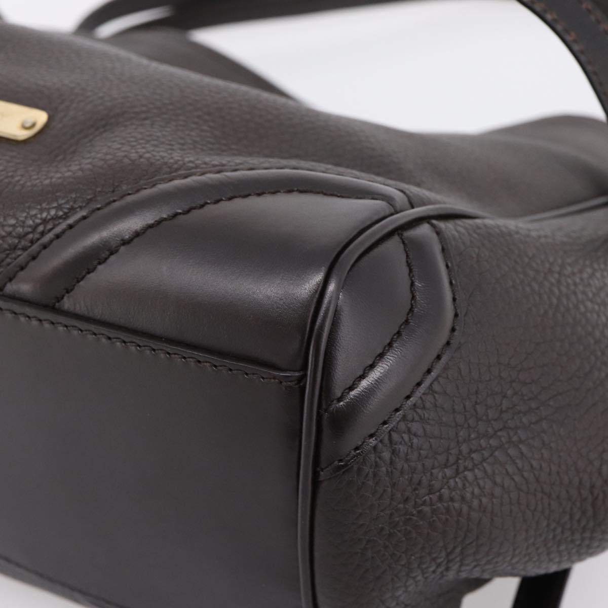 BURBERRY Tote Bag Leather Brown Gold Auth bs37327