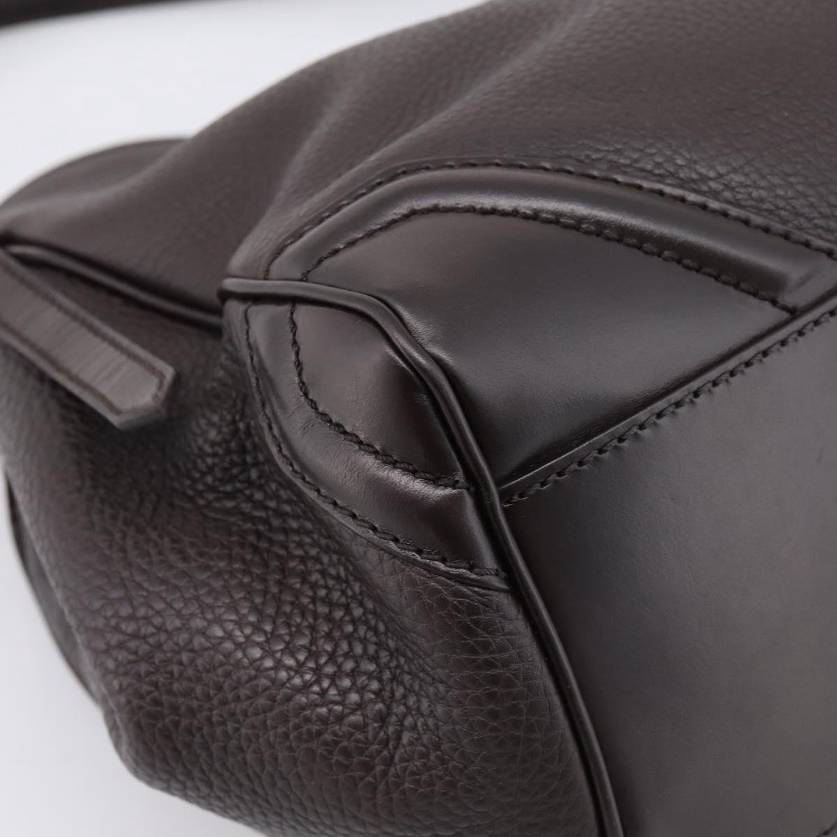 BURBERRY Tote Bag Leather Brown Gold Auth bs37327