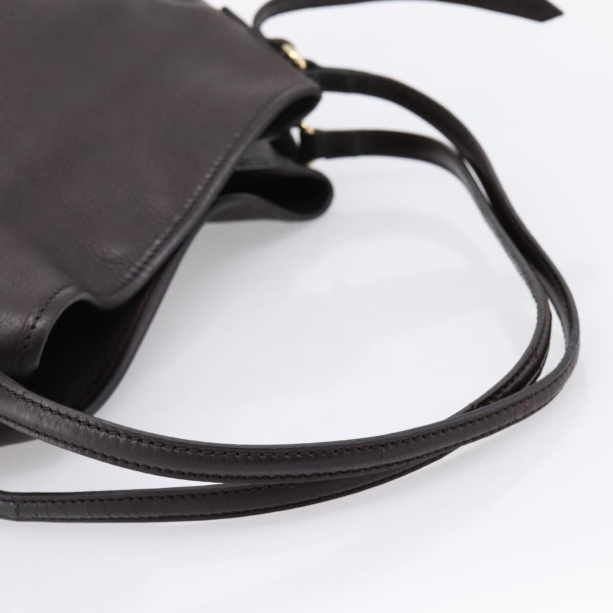 BURBERRY Tote Bag Leather Brown Gold Auth bs37327