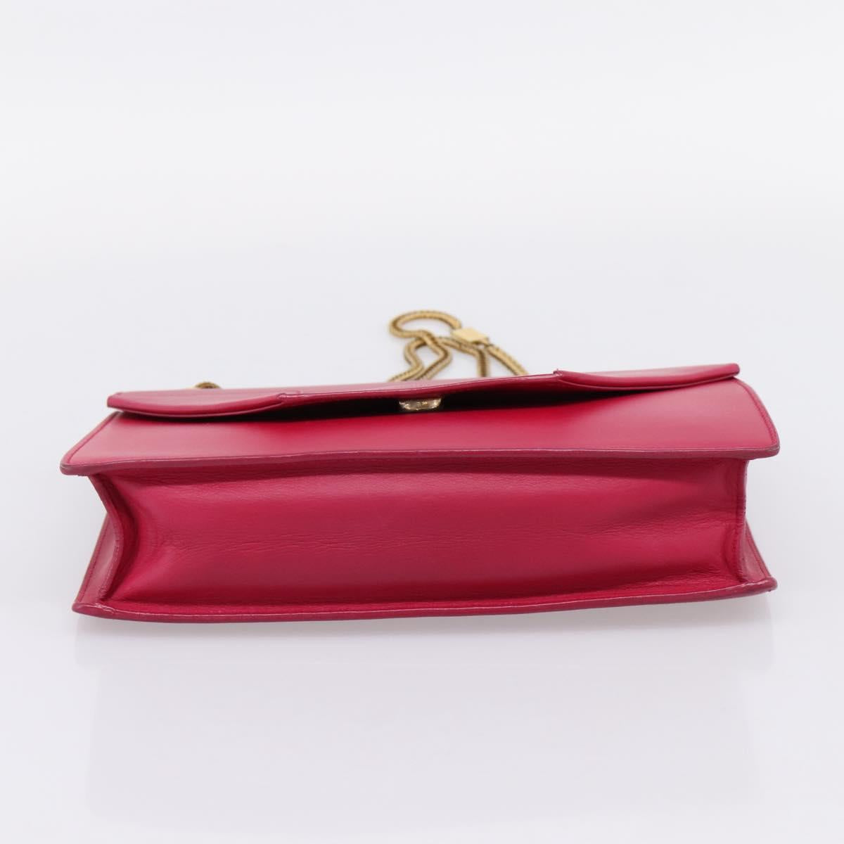 SAINT LAURENT Chain Shoulder Bag Leather Pink Gold Auth bs37328