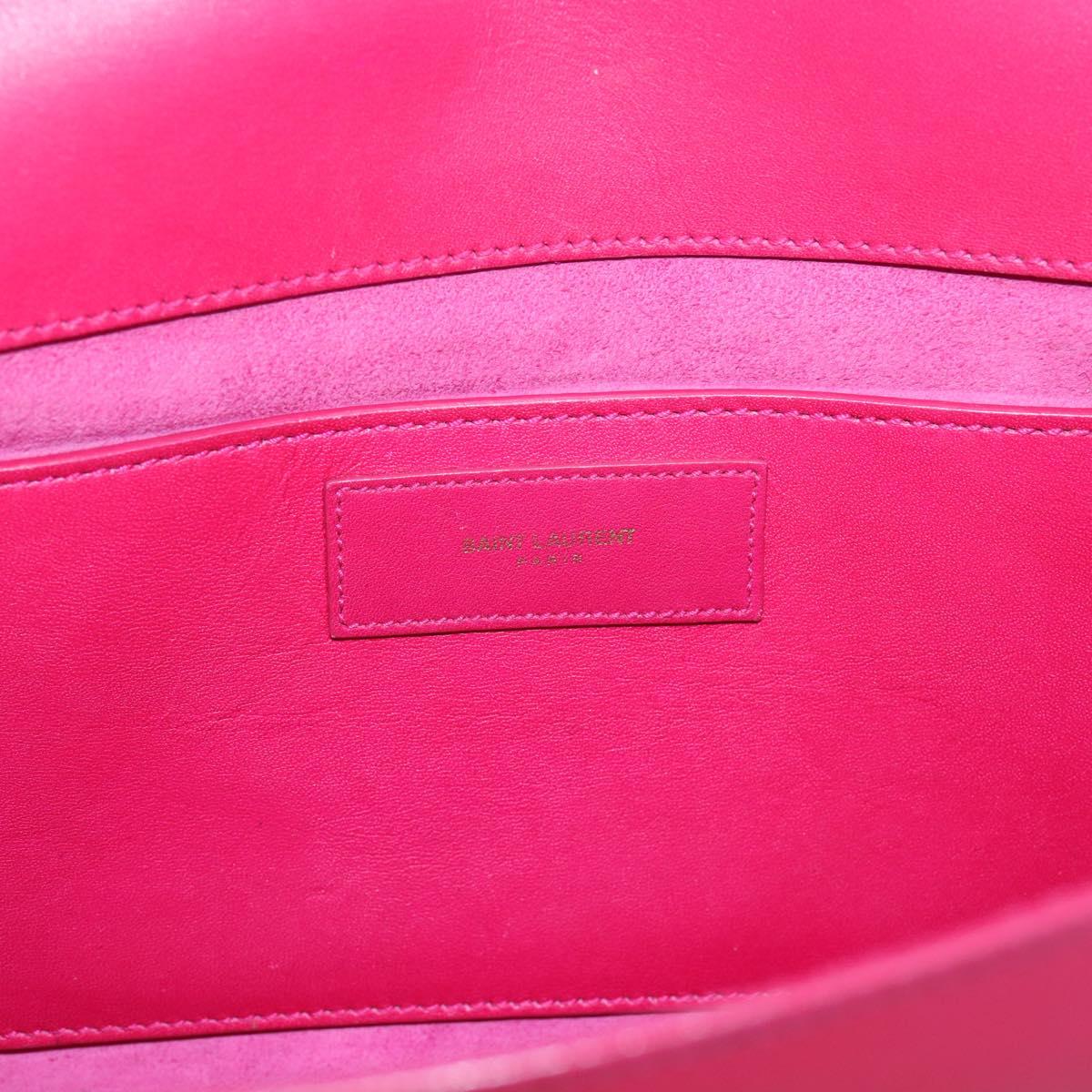 SAINT LAURENT Chain Shoulder Bag Leather Pink Gold Auth bs37328
