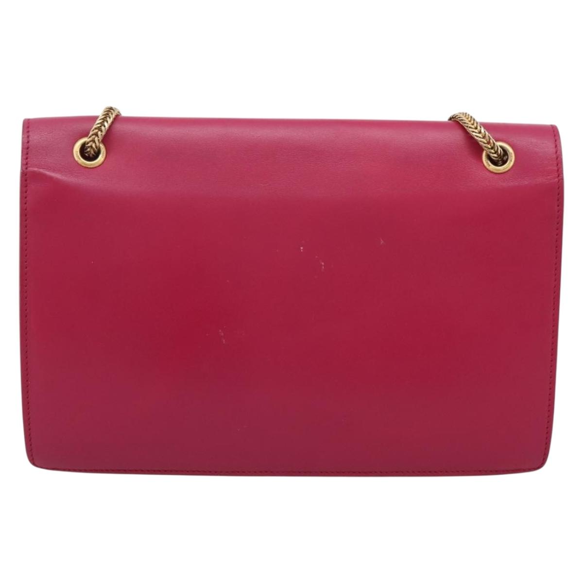 SAINT LAURENT Chain Shoulder Bag Leather Pink Gold Auth bs37328