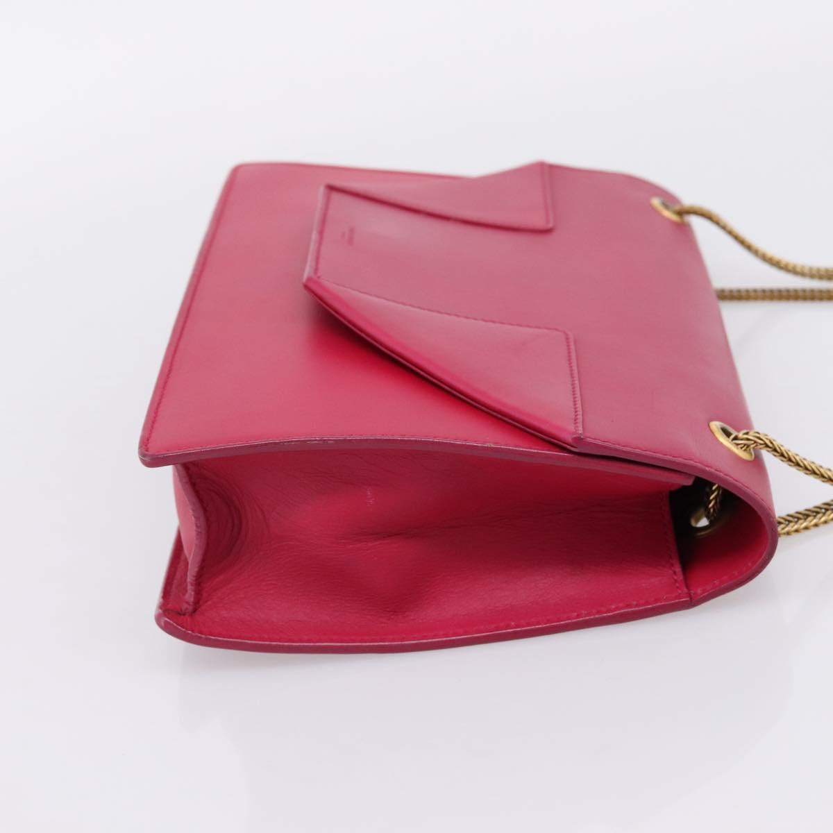 SAINT LAURENT Chain Shoulder Bag Leather Pink Gold Auth bs37328