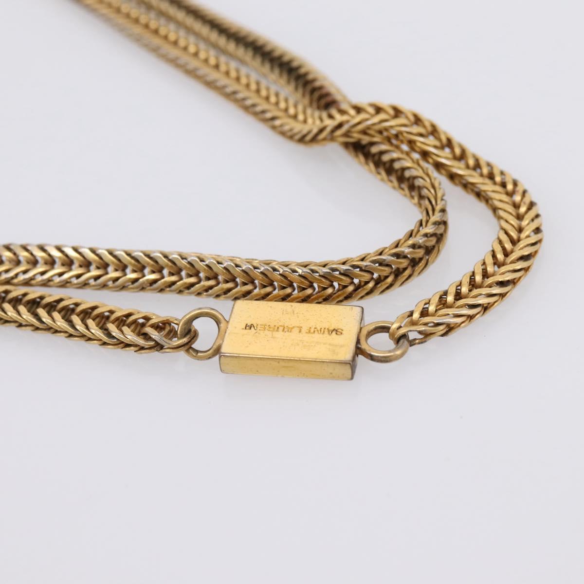 SAINT LAURENT Chain Shoulder Bag Leather Pink Gold Auth bs37328