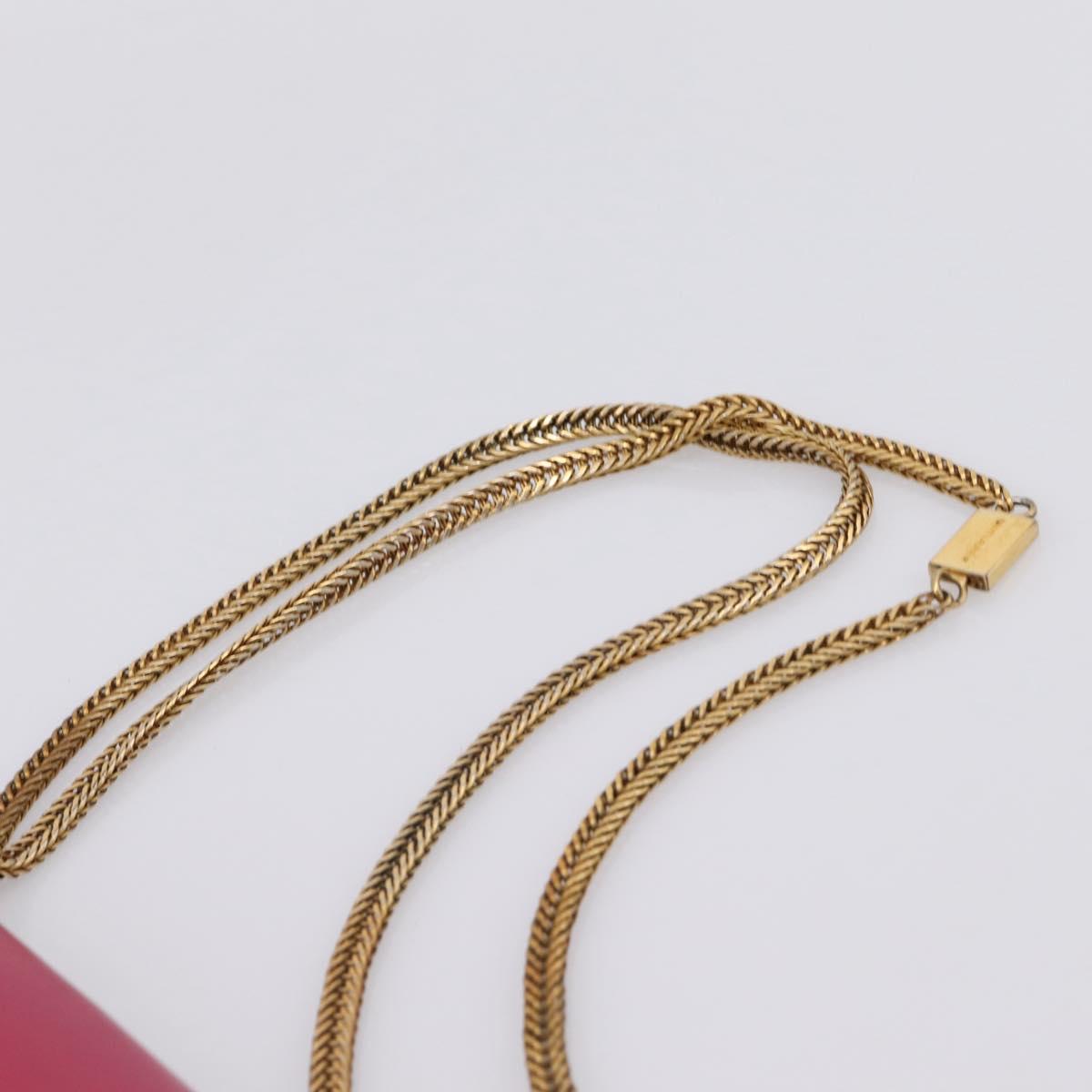 SAINT LAURENT Chain Shoulder Bag Leather Pink Gold Auth bs37328