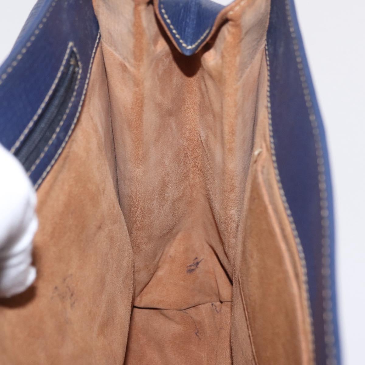LOEWE Tote Bag Leather Gold Blue Auth bs37329