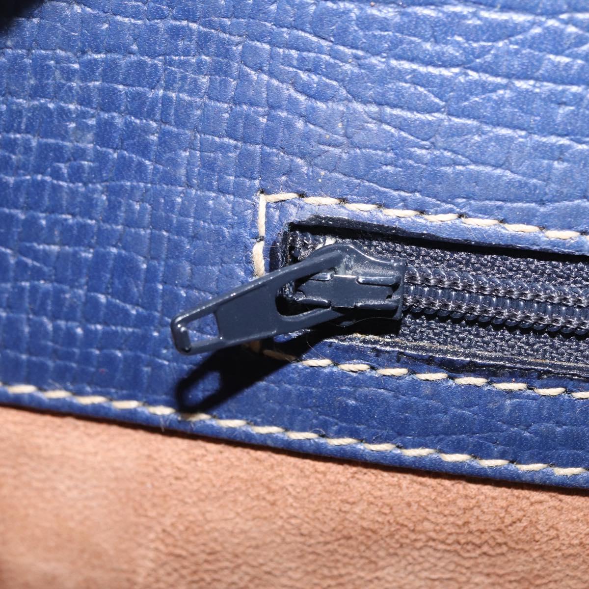 LOEWE Tote Bag Leather Gold Blue Auth bs37329