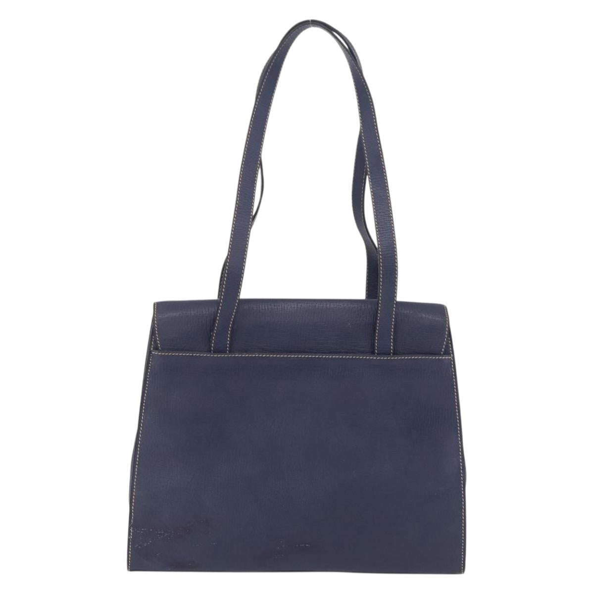 LOEWE Tote Bag Leather Gold Blue Auth bs37329
