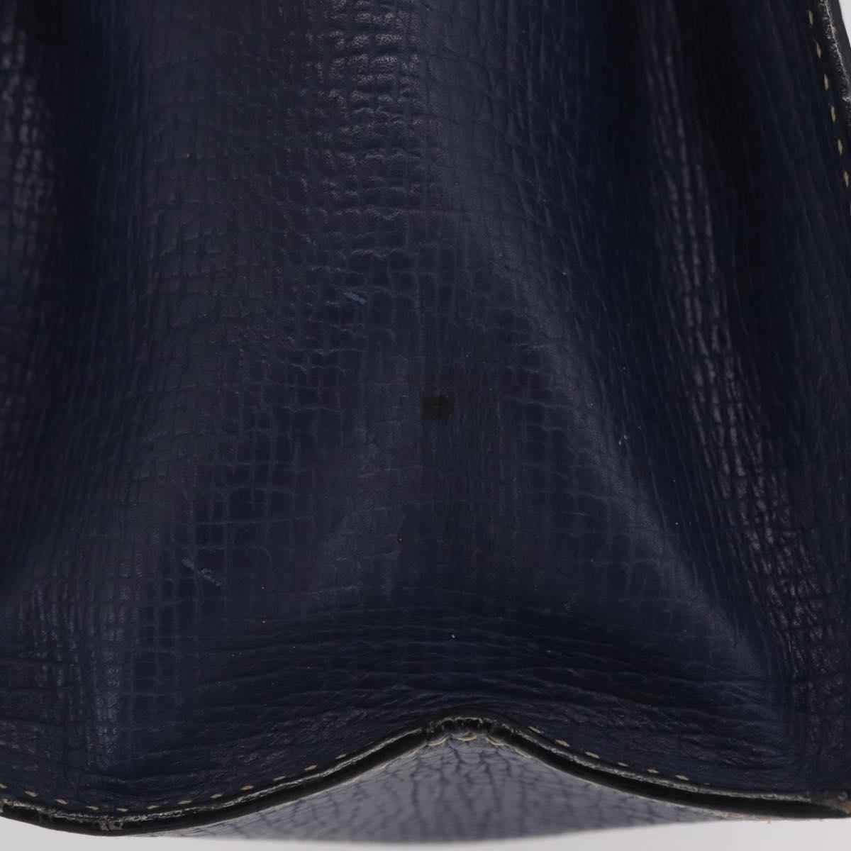 LOEWE Tote Bag Leather Gold Blue Auth bs37329