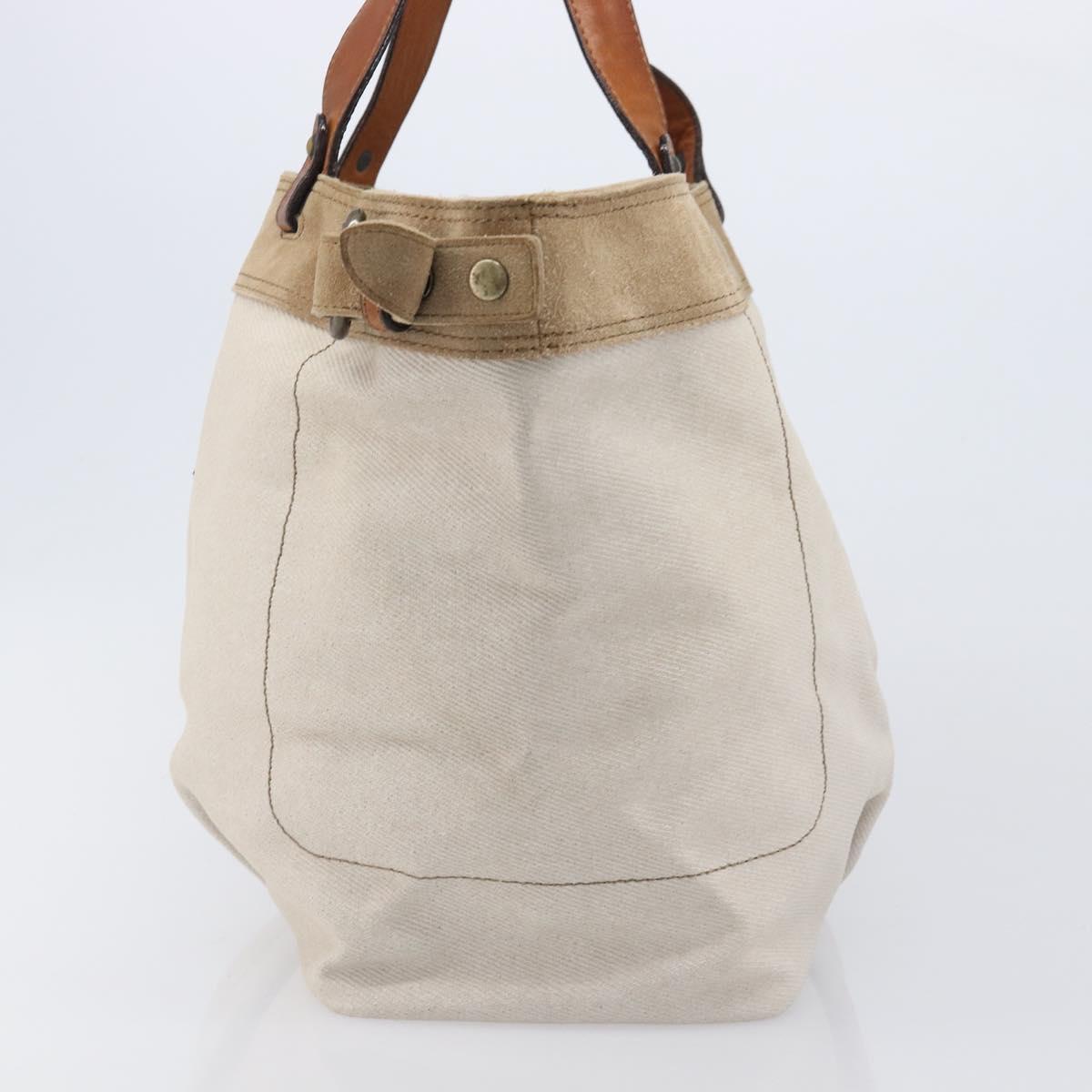 BURBERRY Blue Label Tote Bag Canvas White Auth bs37331