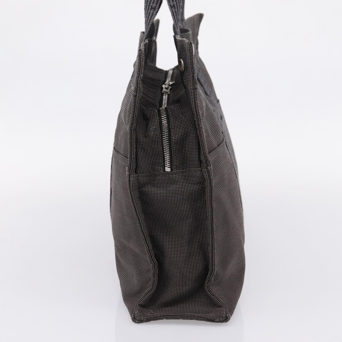 HERMES Her Line Tote MM Tote Bag Canvas Gray Silver Auth bs37333