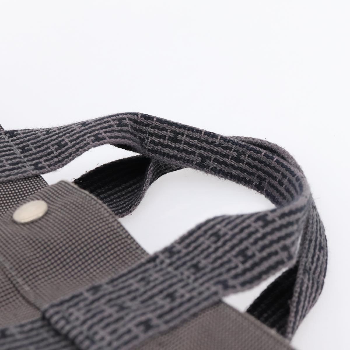 HERMES Her Line Tote MM Tote Bag Canvas Gray Silver Auth bs37333