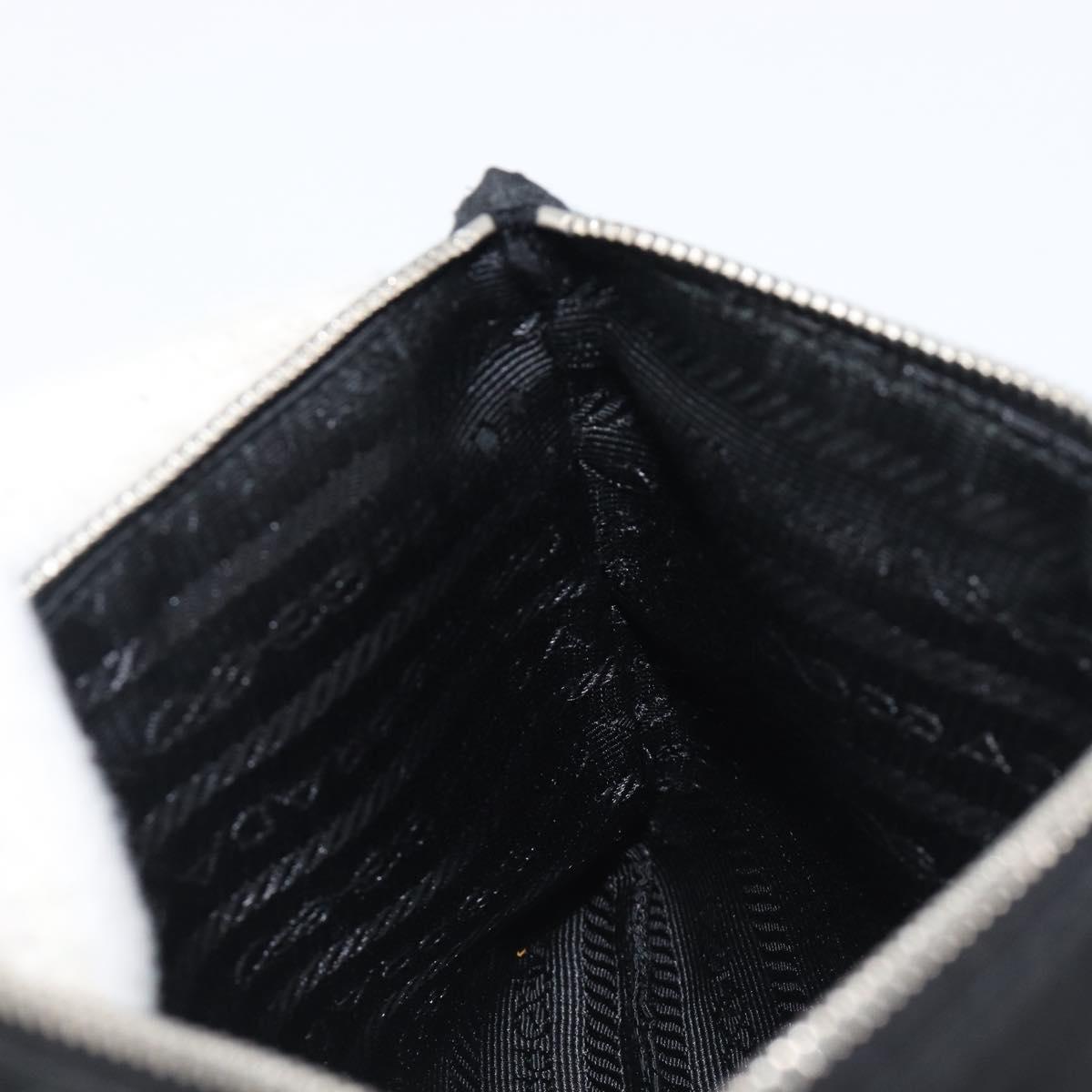 PRADA Pouch Nylon Black Silver Auth bs37334