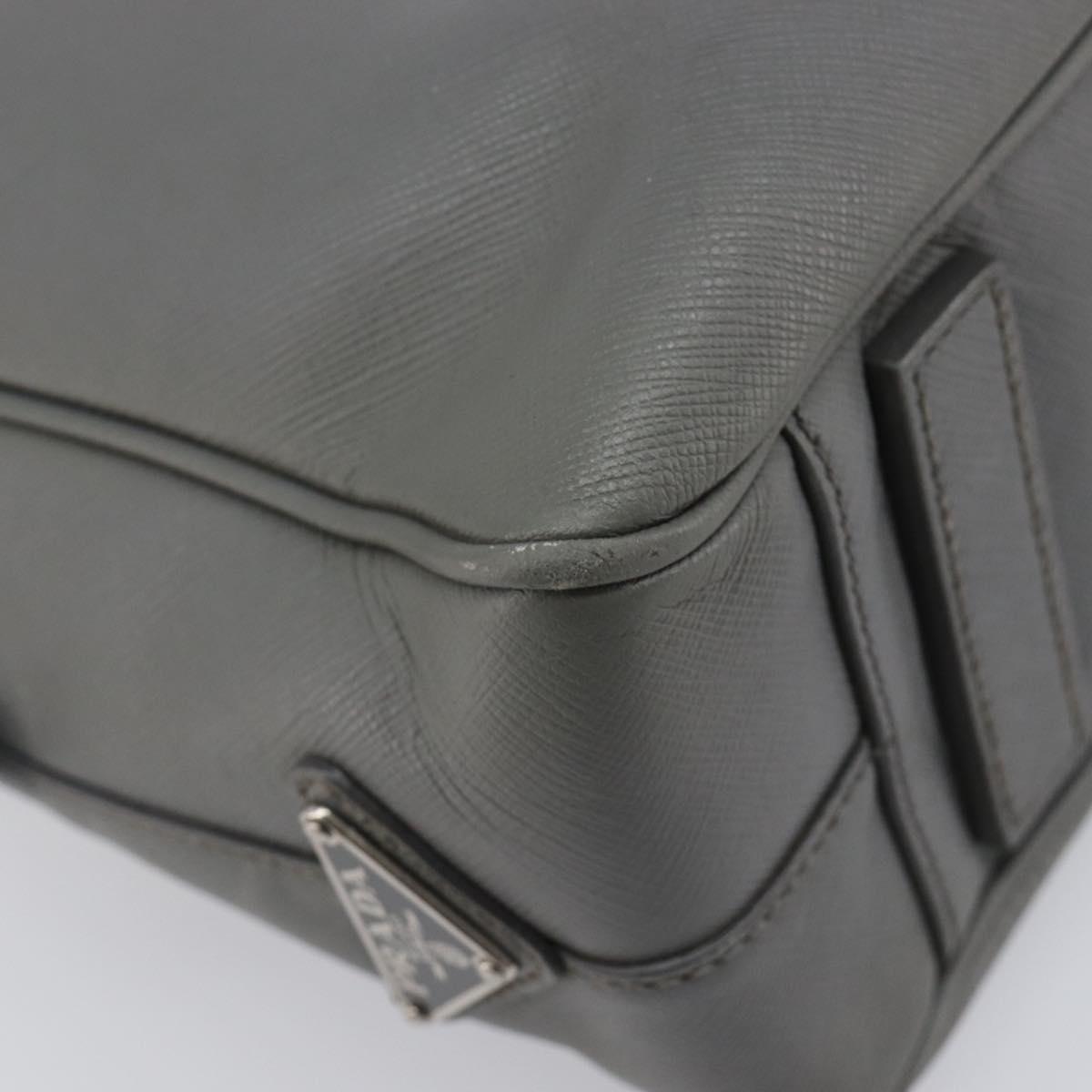 PRADA Business Bag Saffiano leather Gray Silver Auth bs37335A
