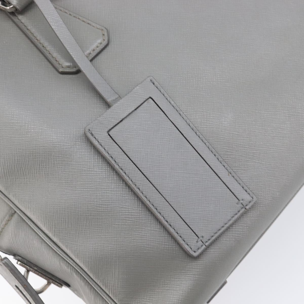 PRADA Business Bag Saffiano leather Gray Silver Auth bs37335A