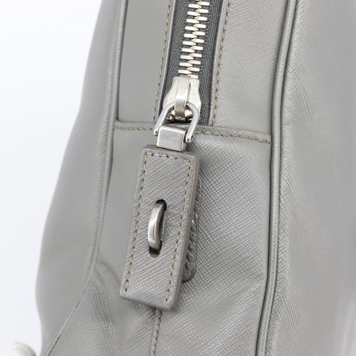 PRADA Business Bag Saffiano leather Gray Silver Auth bs37335A