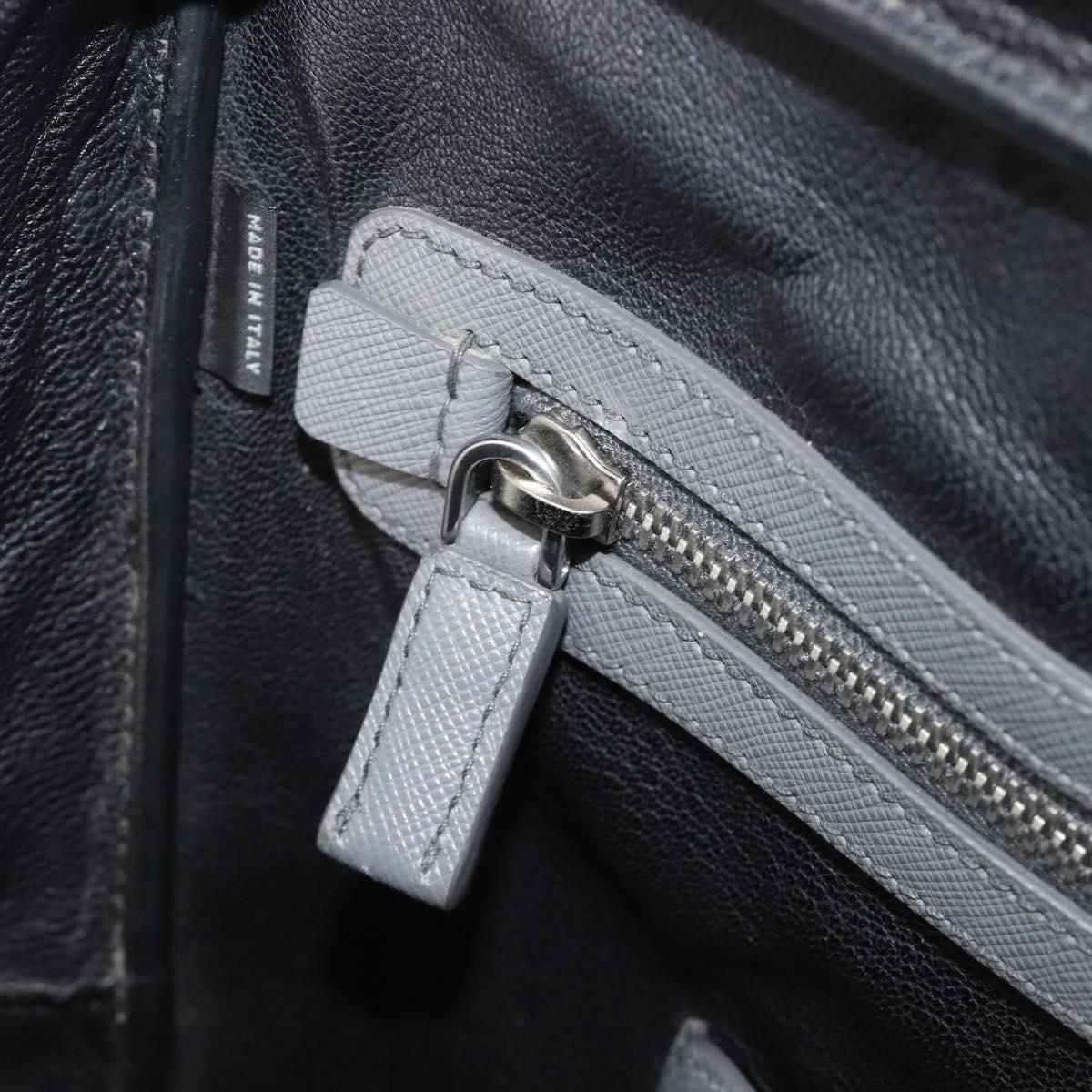PRADA Business Bag Saffiano leather Gray Silver Auth bs37335A