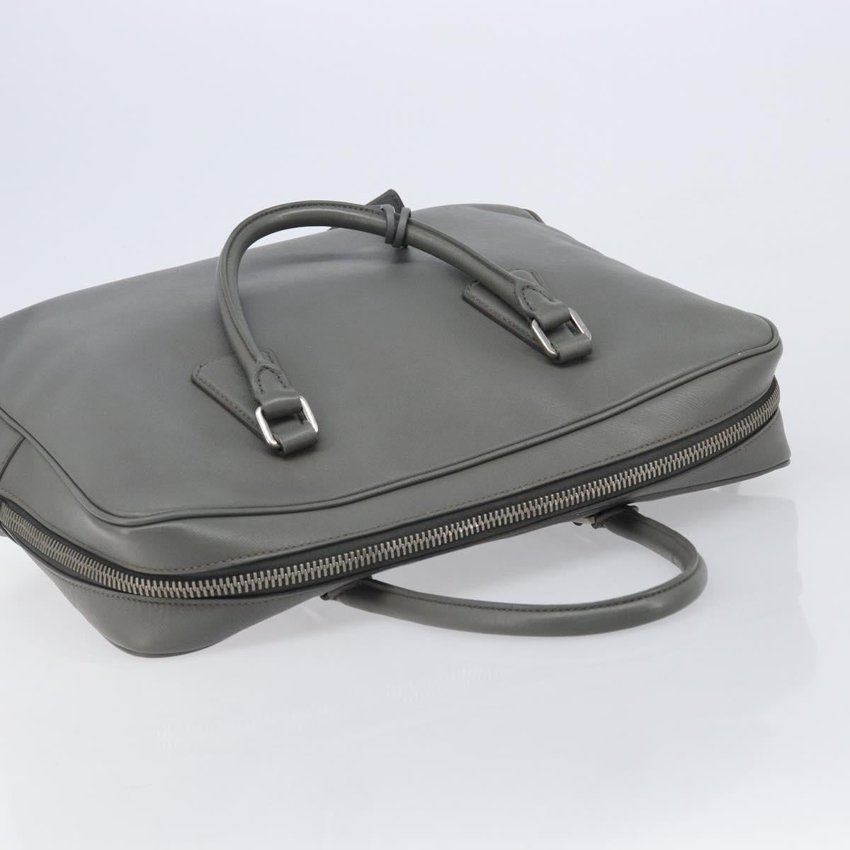 PRADA Business Bag Saffiano leather Gray Silver Auth bs37335A
