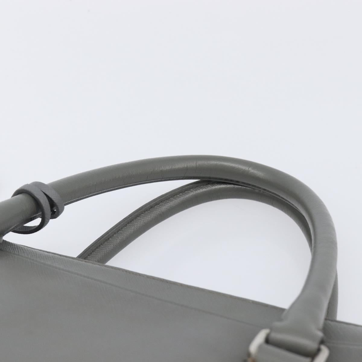 PRADA Business Bag Saffiano leather Gray Silver Auth bs37335A