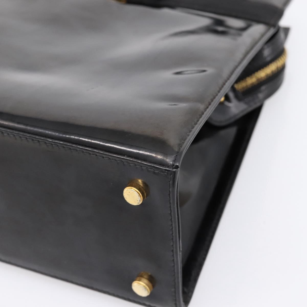 Salvatore Ferragamo Vala Tote Bag Patent leather Black Gold Auth bs37336