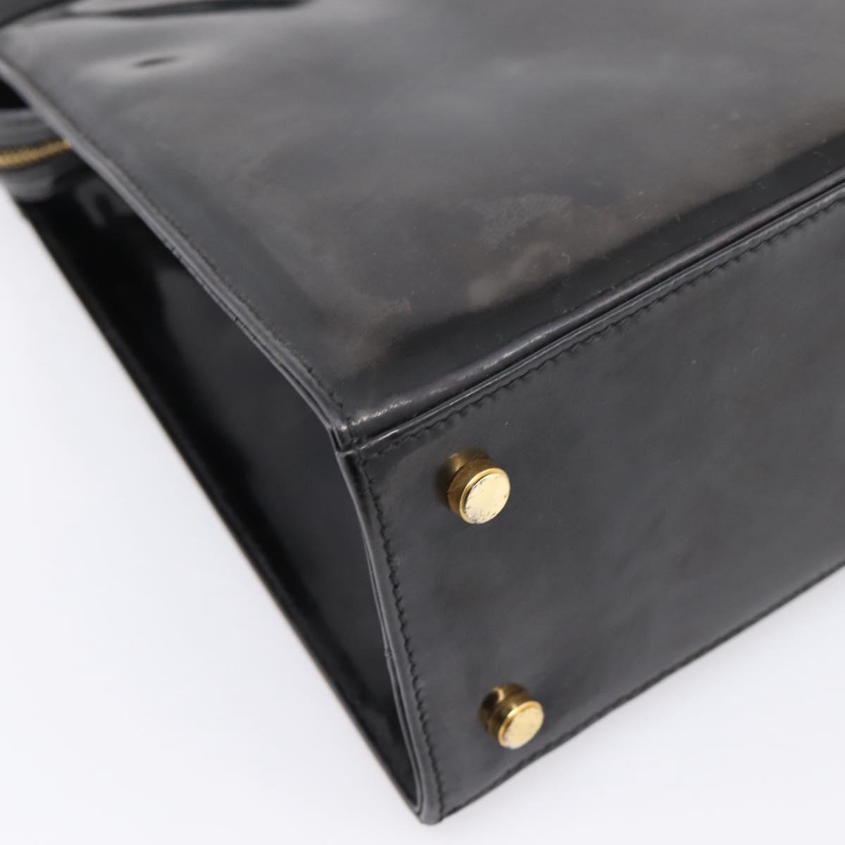 Salvatore Ferragamo Vala Tote Bag Patent leather Black Gold Auth bs37336