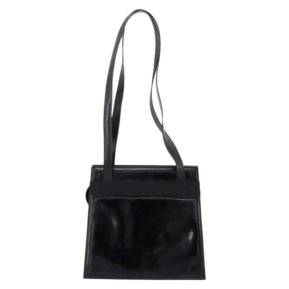 Salvatore Ferragamo Vala Tote Bag Patent leather Black Gold Auth bs37336