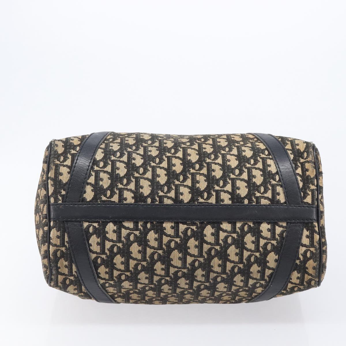 Christian Dior Trotter Canvas Boston Bag Navy Silver Auth bs37337