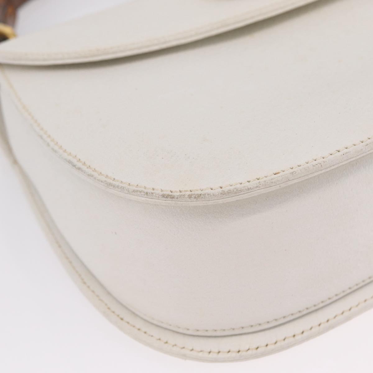 GUCCI Bamboo Hand Bag Leather 2way White Gold 000 2029 0633 Auth bs37338A