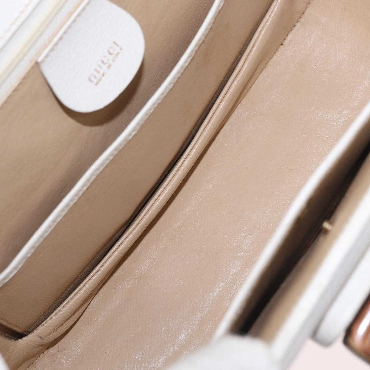 GUCCI Bamboo Hand Bag Leather 2way White Gold 000 2029 0633 Auth bs37338A