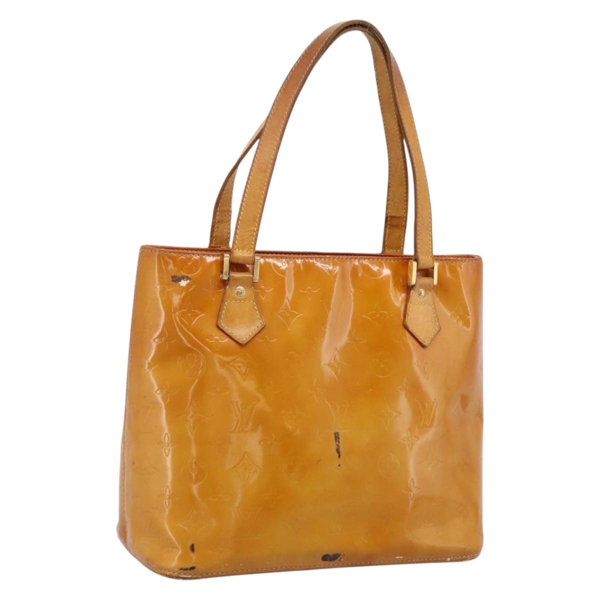 LOUIS VUITTON Monogram Vernis Houston Hand Bag Beige M91004 LV Auth bs37344