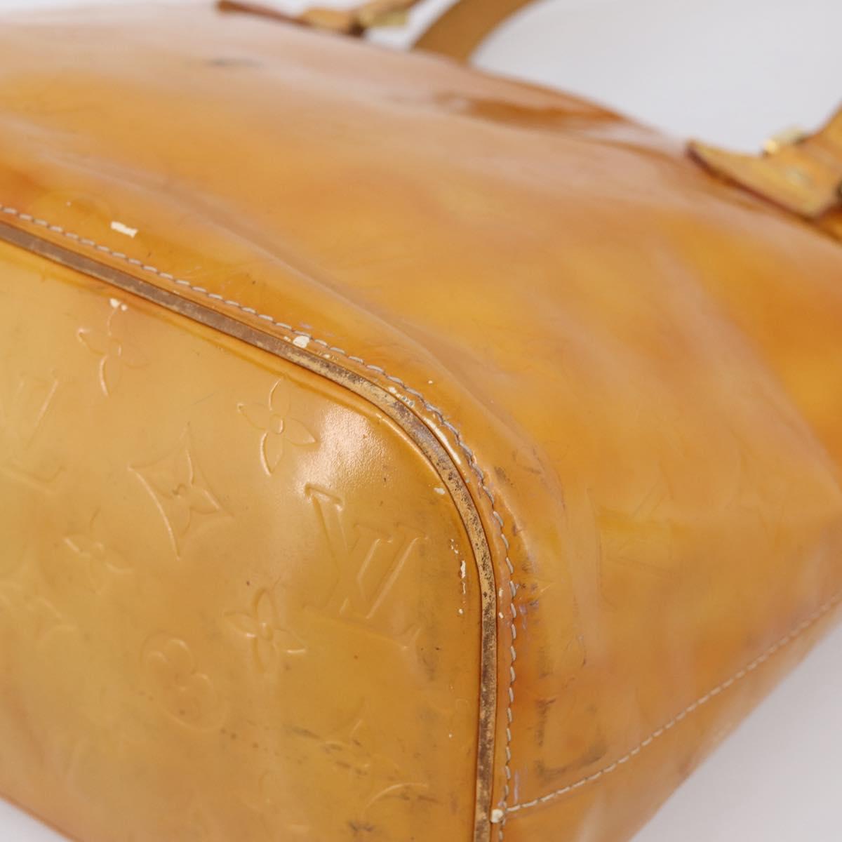 LOUIS VUITTON Monogram Vernis Houston Hand Bag Beige M91004 LV Auth bs37344