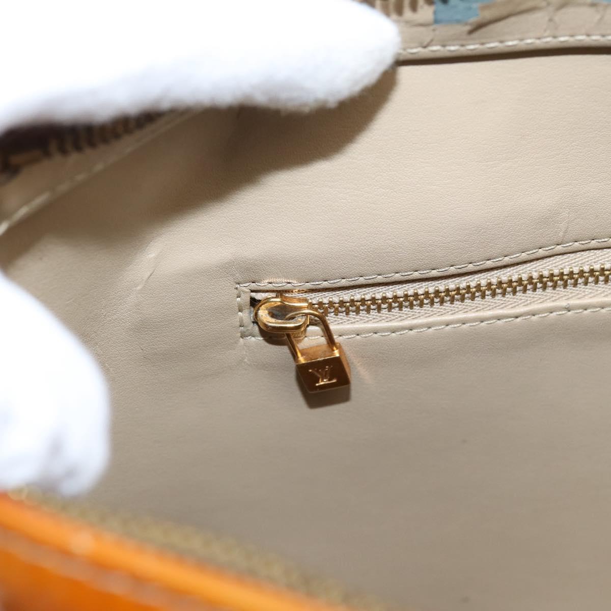 LOUIS VUITTON Monogram Vernis Houston Hand Bag Beige M91004 LV Auth bs37344