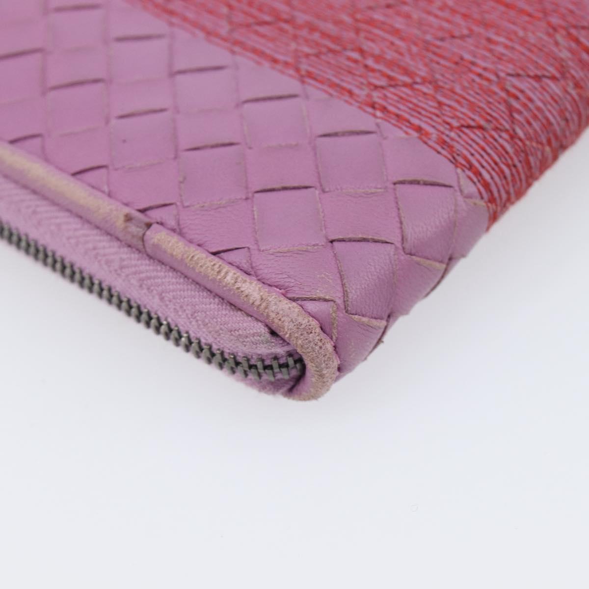BOTTEGA VENETA INTRECCIATO Long Wallet Leather Purple Auth bs37355