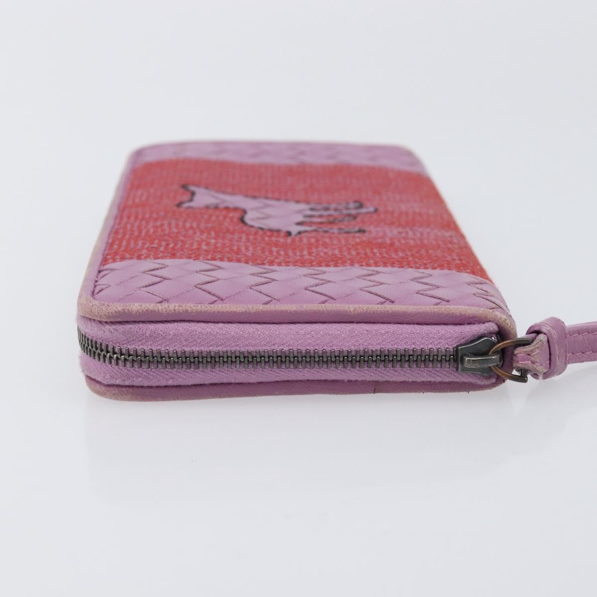 BOTTEGA VENETA INTRECCIATO Long Wallet Leather Purple Auth bs37355