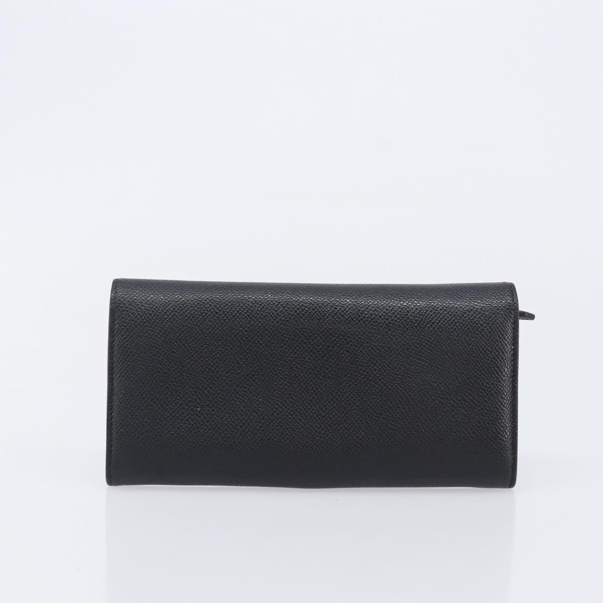BVLGARI Long Wallet Leather 2 Set Black Auth bs37356