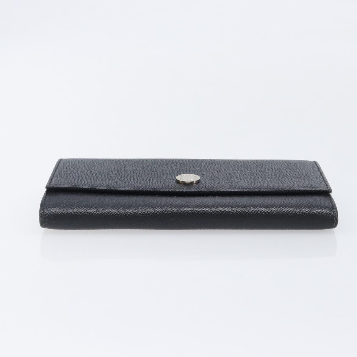 BVLGARI Long Wallet Leather 2 Set Black Auth bs37356