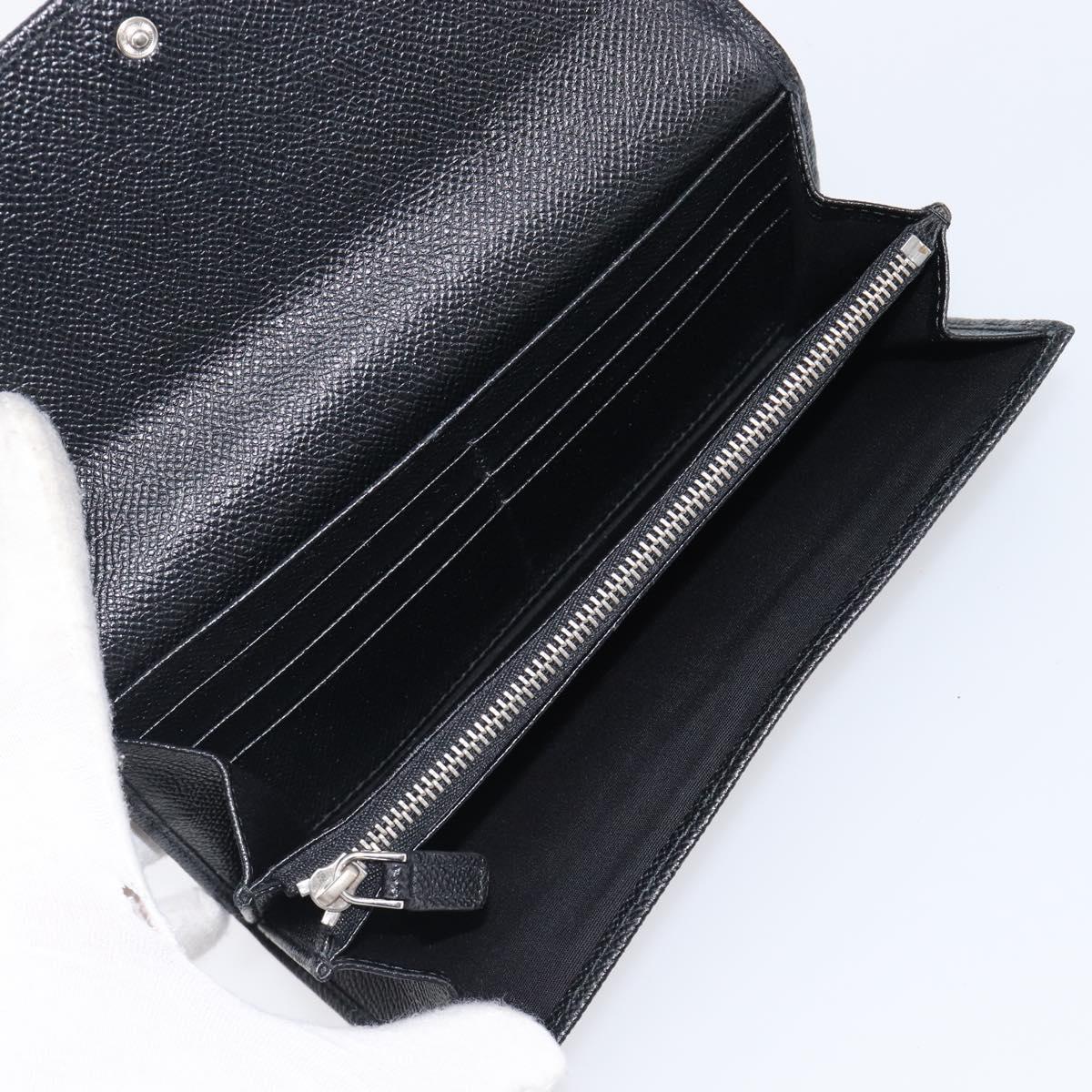 BVLGARI Long Wallet Leather 2 Set Black Auth bs37356