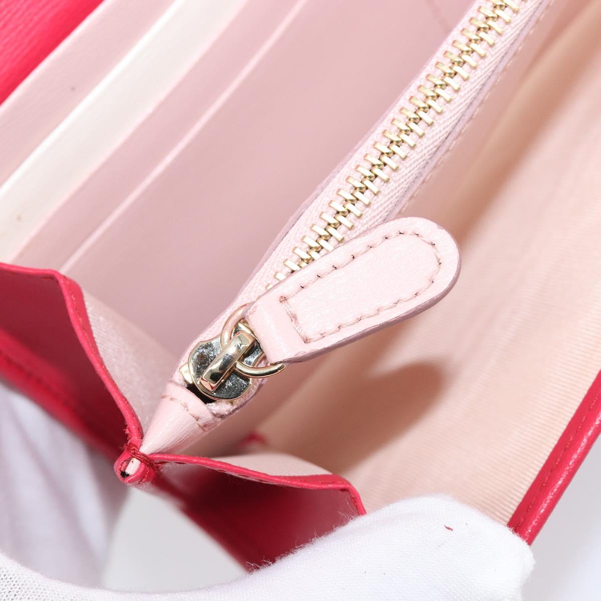 Salvatore Ferragamo Gancini Long Wallet Leather Pink Gold Auth bs37358V