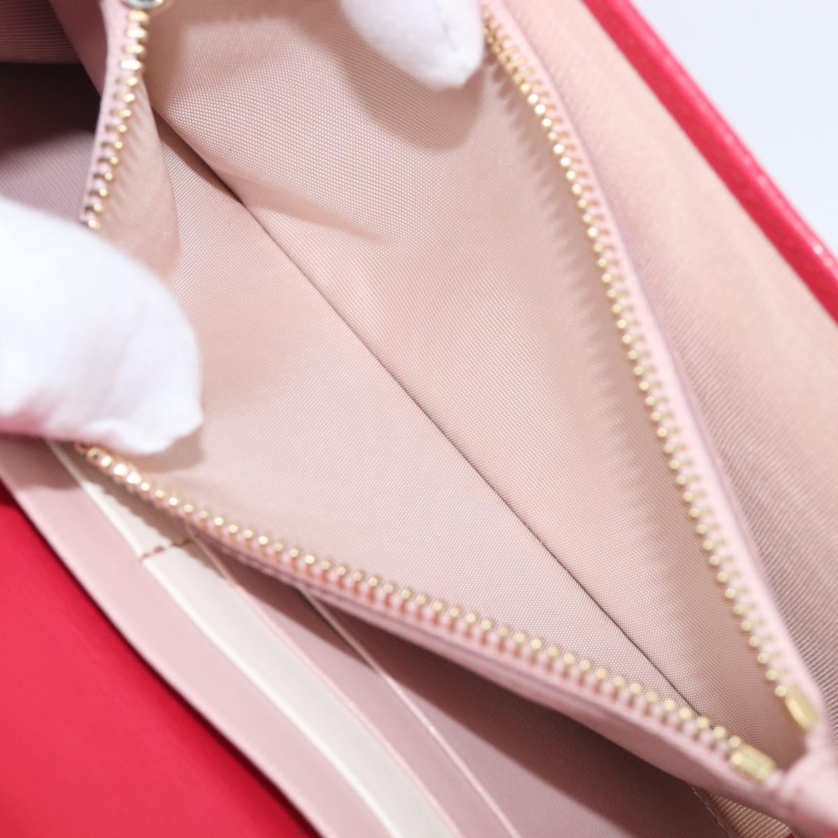 Salvatore Ferragamo Gancini Long Wallet Leather Pink Gold Auth bs37358V