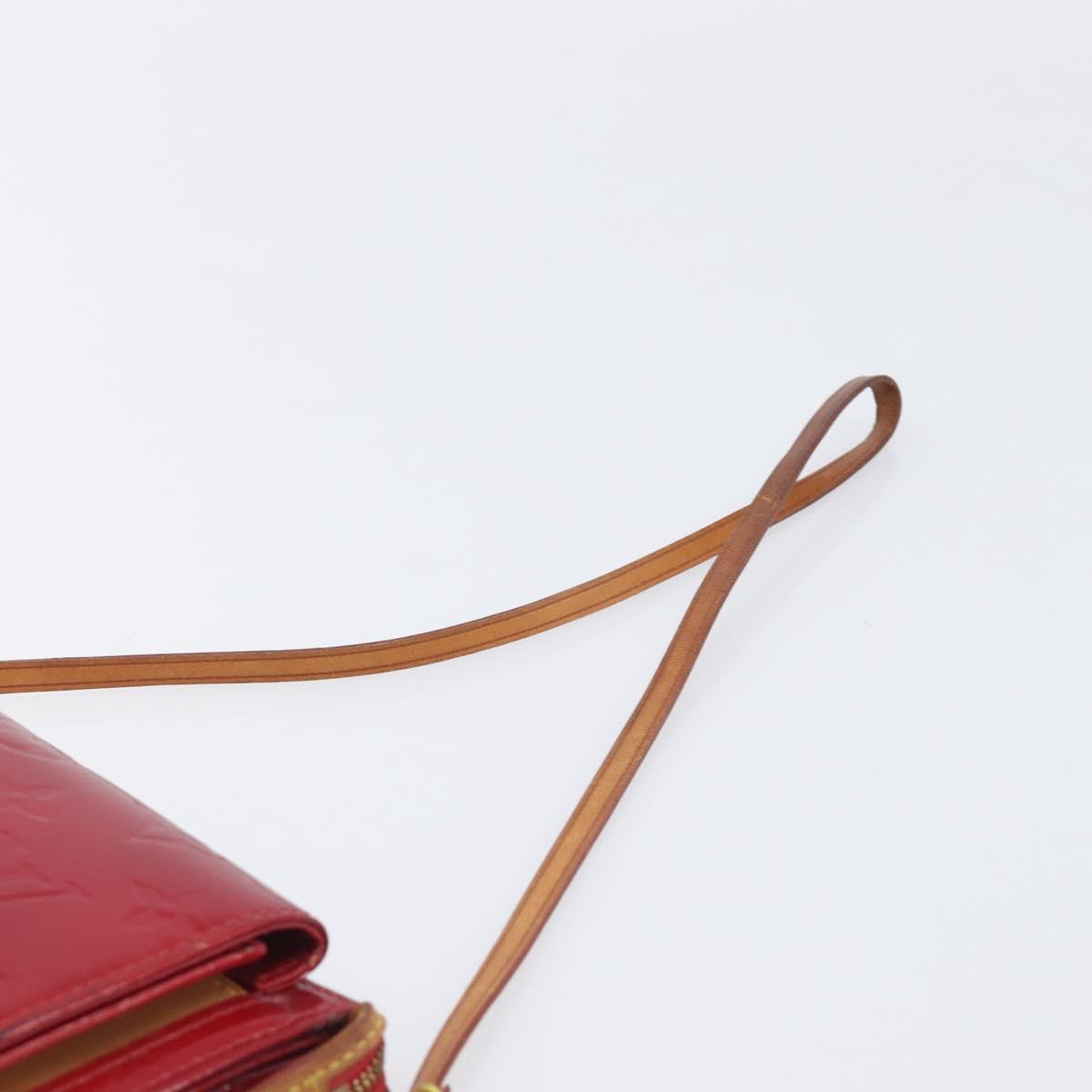 LOUIS VUITTON Monogram Vernis Motto Accessory Pouch Red M91137 LV Auth bs37359