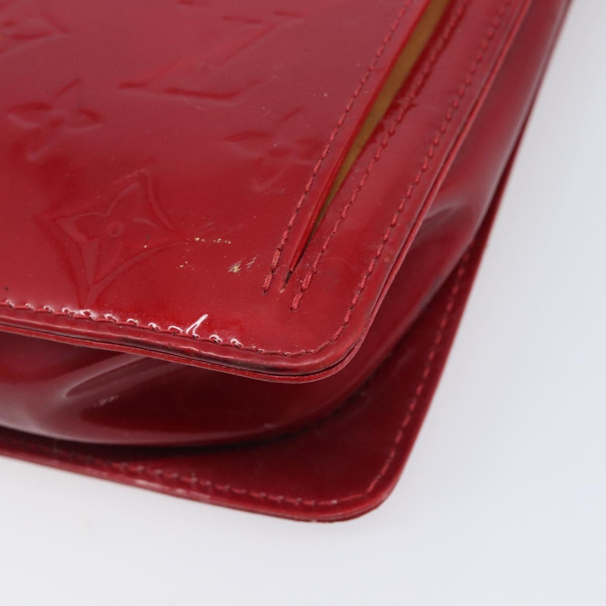 LOUIS VUITTON Monogram Vernis Motto Accessory Pouch Red M91137 LV Auth bs37359