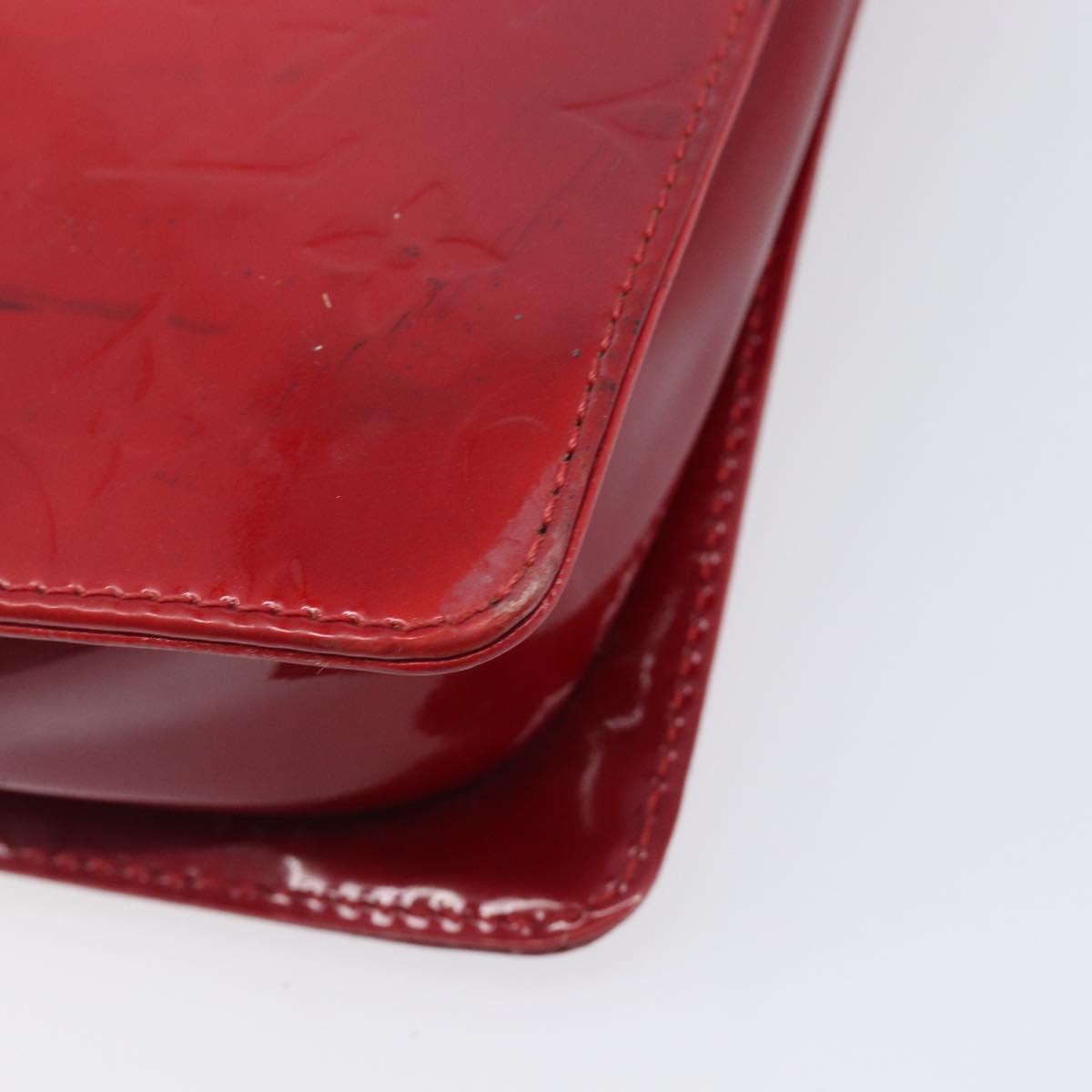 LOUIS VUITTON Monogram Vernis Motto Accessory Pouch Red M91137 LV Auth bs37359