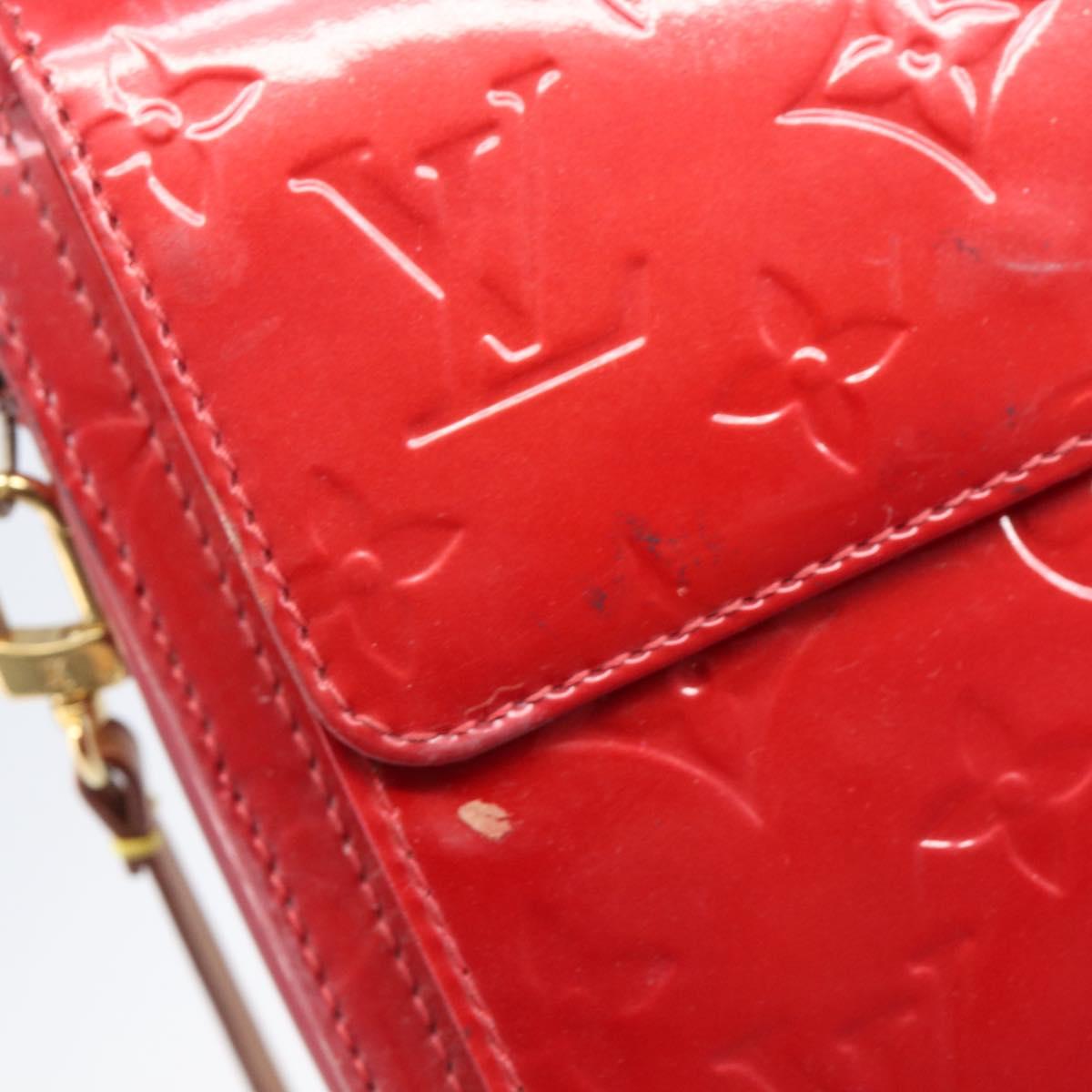 LOUIS VUITTON Monogram Vernis Motto Accessory Pouch Red M91137 LV Auth bs37359